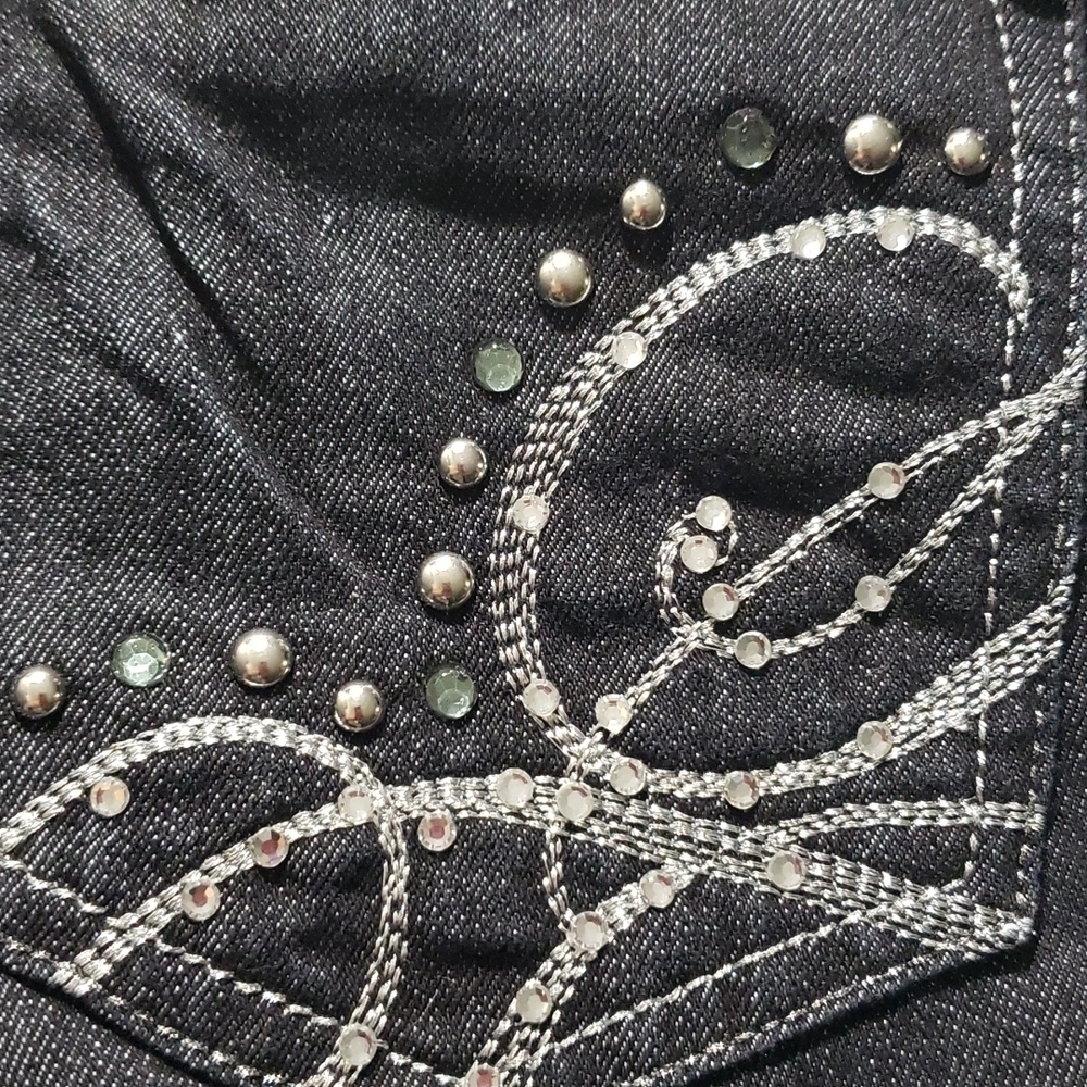Black Jeans w Embellished Pockets, Sz 15, Shorty Brand - Picture 3 of 8